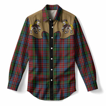 Kidd Tartan Women Casual Shirt Rodeo Unicorn Retro Style