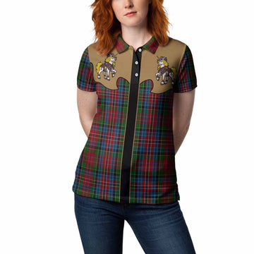 Kidd Tartan Women Polo Shirt Rodeo Unicorn Retro Style