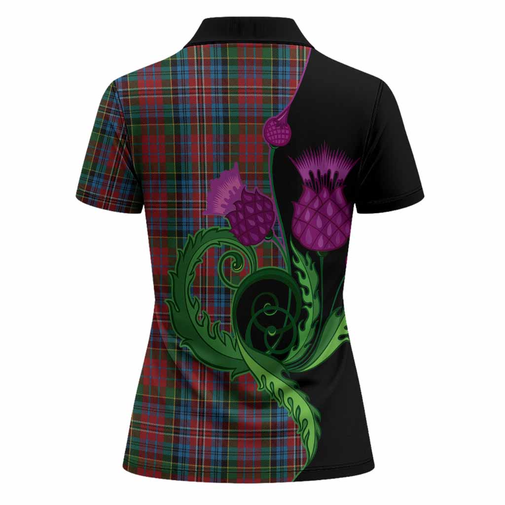 Kidd Tartan Women Polo Shirt Traditional Scottish Thistle