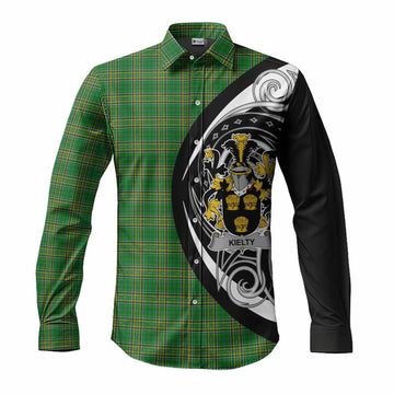 Tartan Vibes Clothing Kielty Irish Clan Long Sleeve Button Shirt Celtic Circle Style