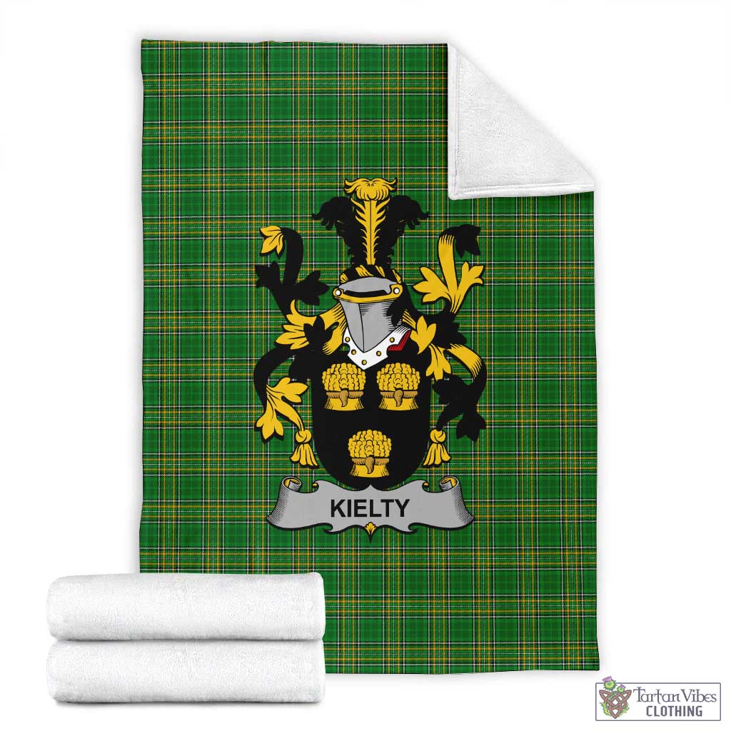 Tartan Vibes Clothing Kielty Irish Clan Tartan Blanket with Coat of Arms
