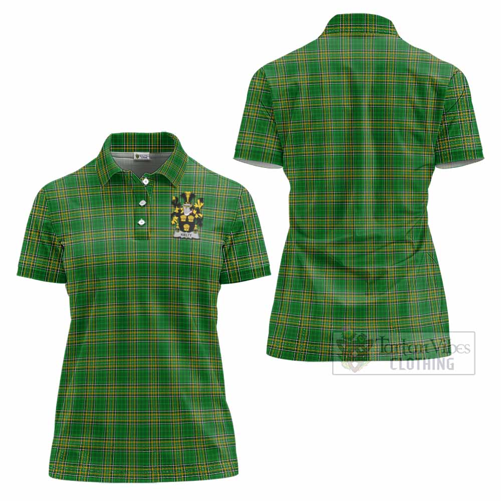 Kielty Irish Clan Tartan Women's Polo Shirt with Coat of Arms