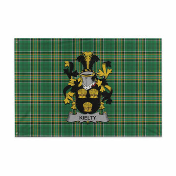 Kielty Irish Clan Tartan House Flag with Coat of Arms