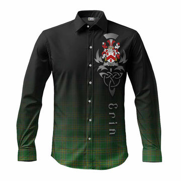 Kiely Irish Clan Long Sleeve Button Shirt with Coat of Arms Erin Go Bragh Celtic Inspired