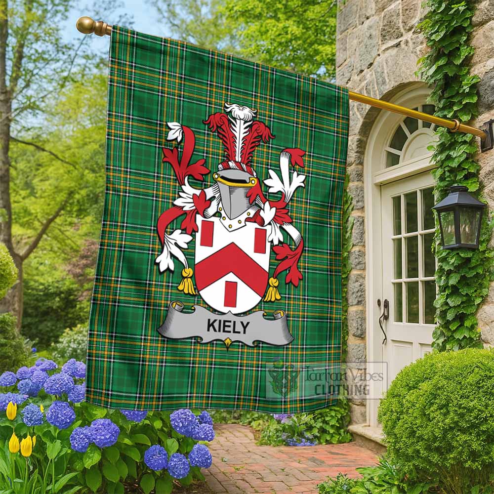 Kiely Irish Clan Tartan Flag with Coat of Arms
