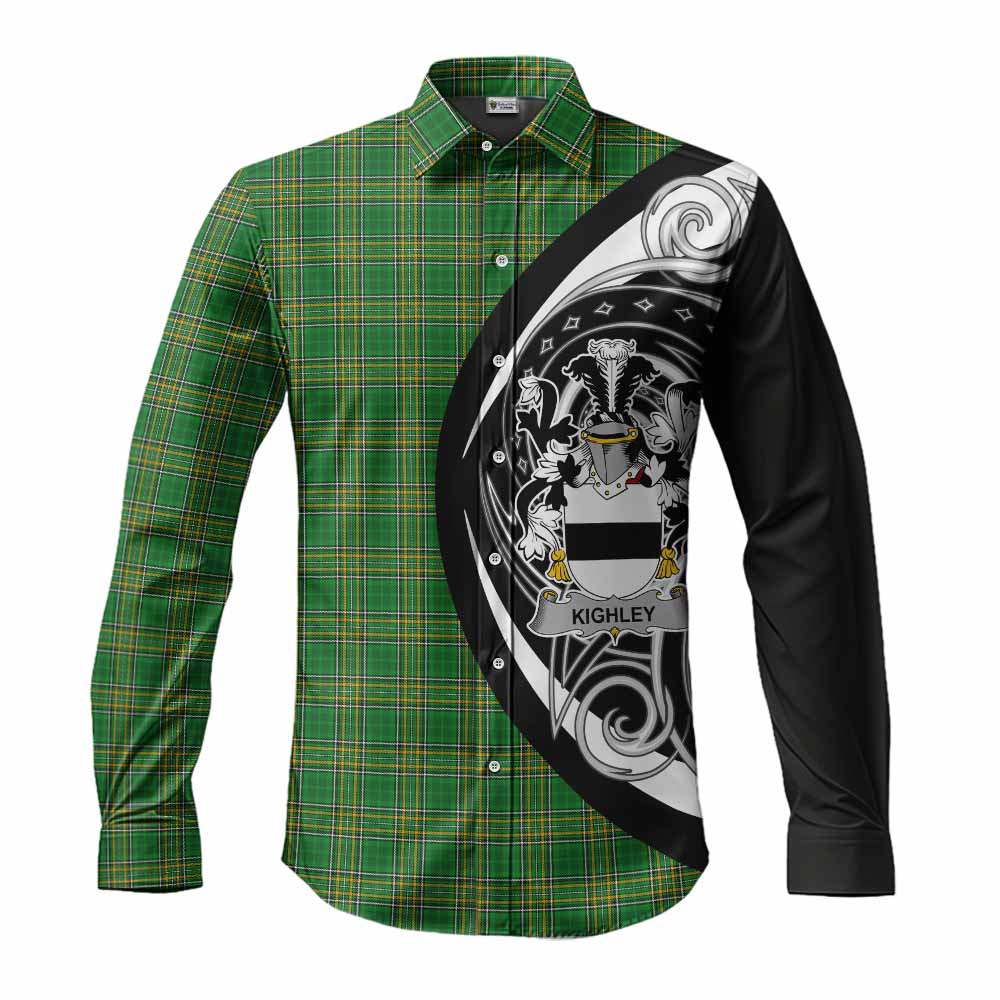 Tartan Vibes Clothing Kighley Irish Clan Long Sleeve Button Shirt Celtic Circle Style