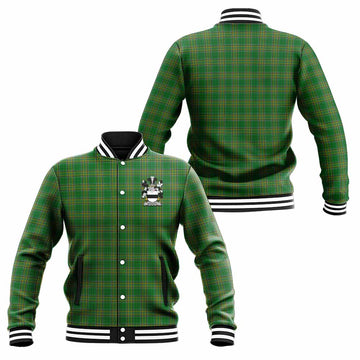 Kighley Irish Clan Tartan Baseball Jacket with Coat of Arms