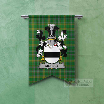 Kighley Irish Clan Tartan Gonfalon, Tartan Banner with Coat of Arms