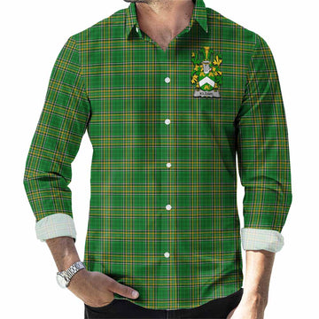 Kildahl Irish Clan Tartan Long Sleeve Button Up with Coat of Arms Men's Shirt - Tartan Vibes Clothing
