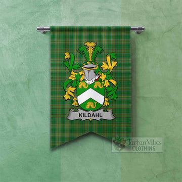Tartan Vibes Clothing Kildahl Irish Clan Tartan Gonfalon, Tartan Banner with Coat of Arms