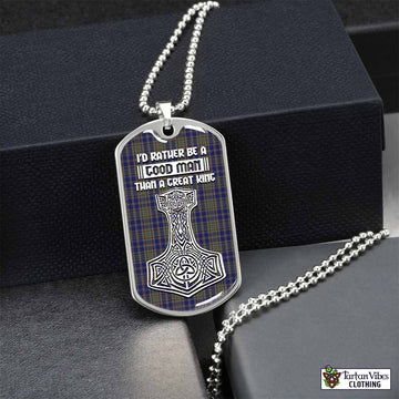 Kildare County Ireland Tartan Dog Tag Necklace Viking Mjolnir Style Silver No - Tartan Vibes Clothing
