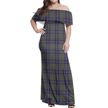 Kildare County Ireland Tartan Off Shoulder Long Dress