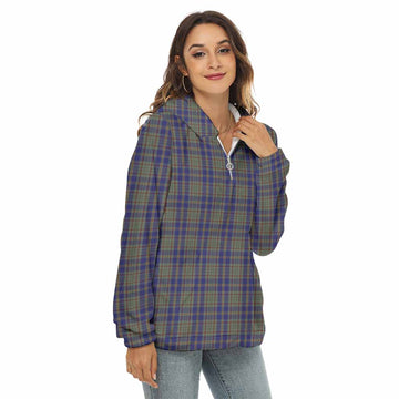 Kildare County Ireland Tartan Women's Borg Fleece Hoodie with Half Zip Female - Tartan Vibes Clothing