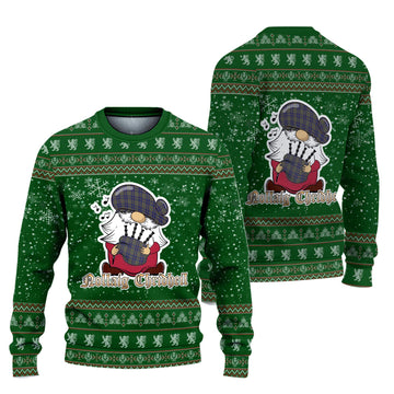 Kildare County Ireland Clan Christmas Family Knitted Sweater with Funny Gnome Playing Bagpipes