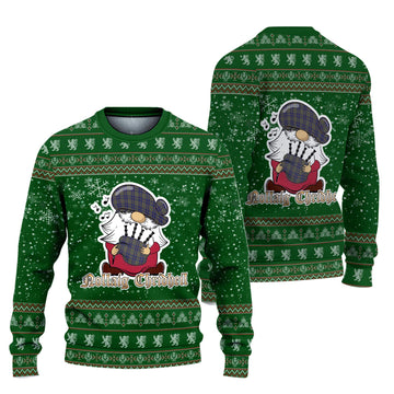 Kildare County Ireland Clan Christmas Family Ugly Sweater with Funny Gnome Playing Bagpipes