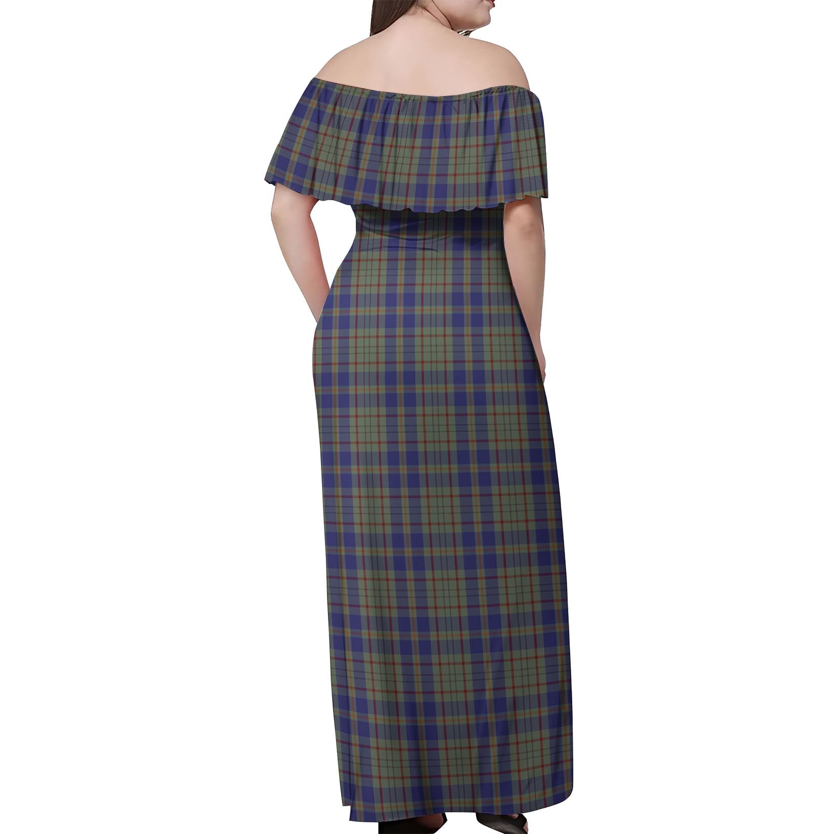 Kildare County Ireland Tartan Off Shoulder Long Dress - Tartanvibesclothing