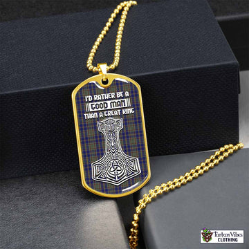 Kildare County Ireland Tartan Dog Tag Necklace Viking Mjolnir Style Gold No - Tartan Vibes Clothing