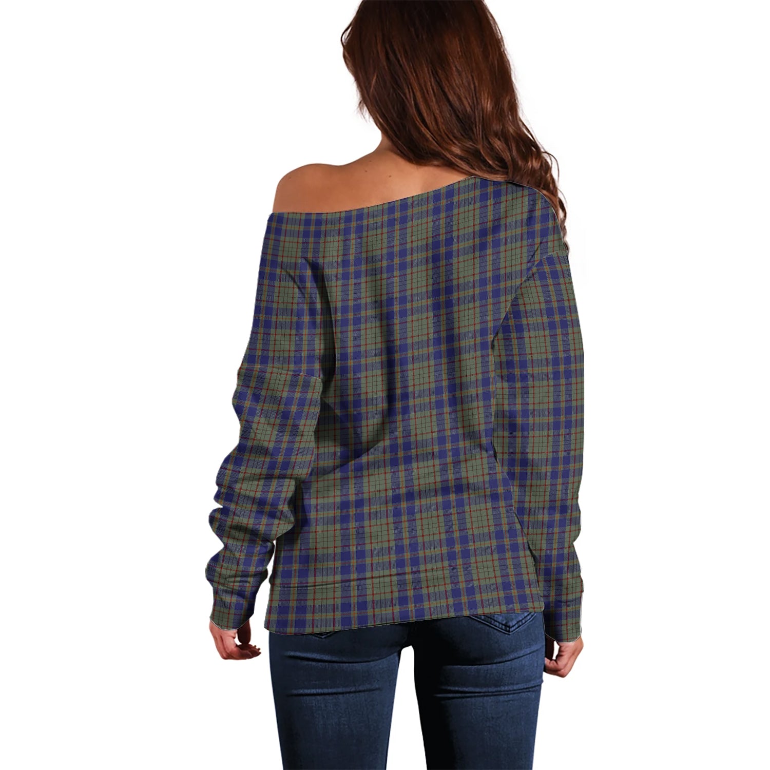 Kildare County Ireland Tartan Off Shoulder Women Sweater - Tartanvibesclothing
