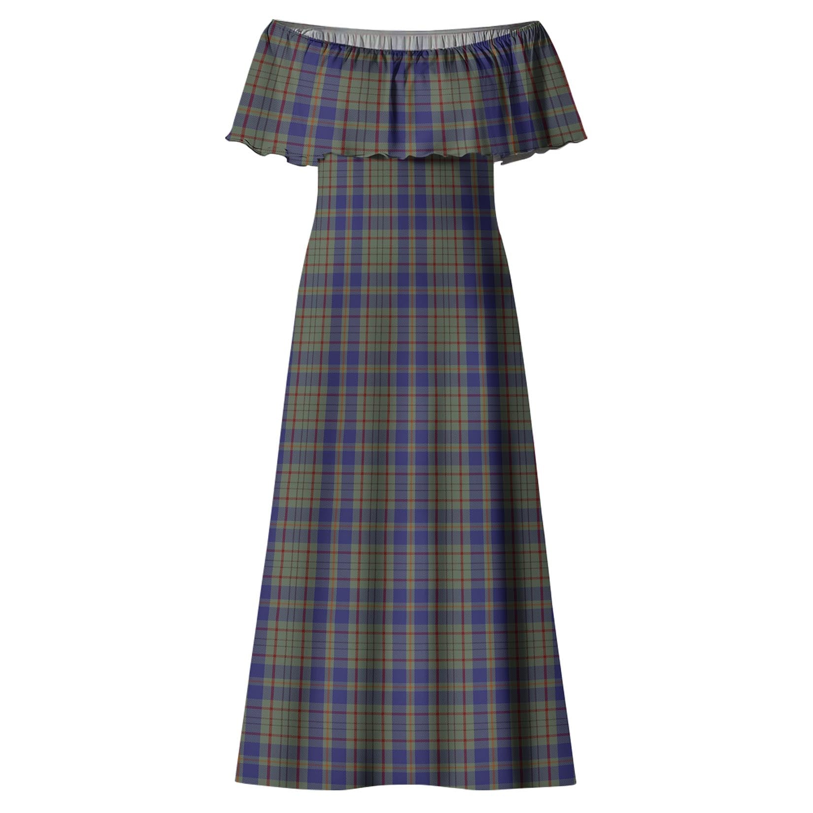 Kildare County Ireland Tartan Off Shoulder Long Dress - Tartanvibesclothing