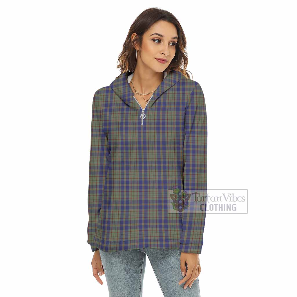 Kildare County Ireland Tartan Women's Borg Fleece Hoodie with Half Zip - Tartan Vibes Clothing