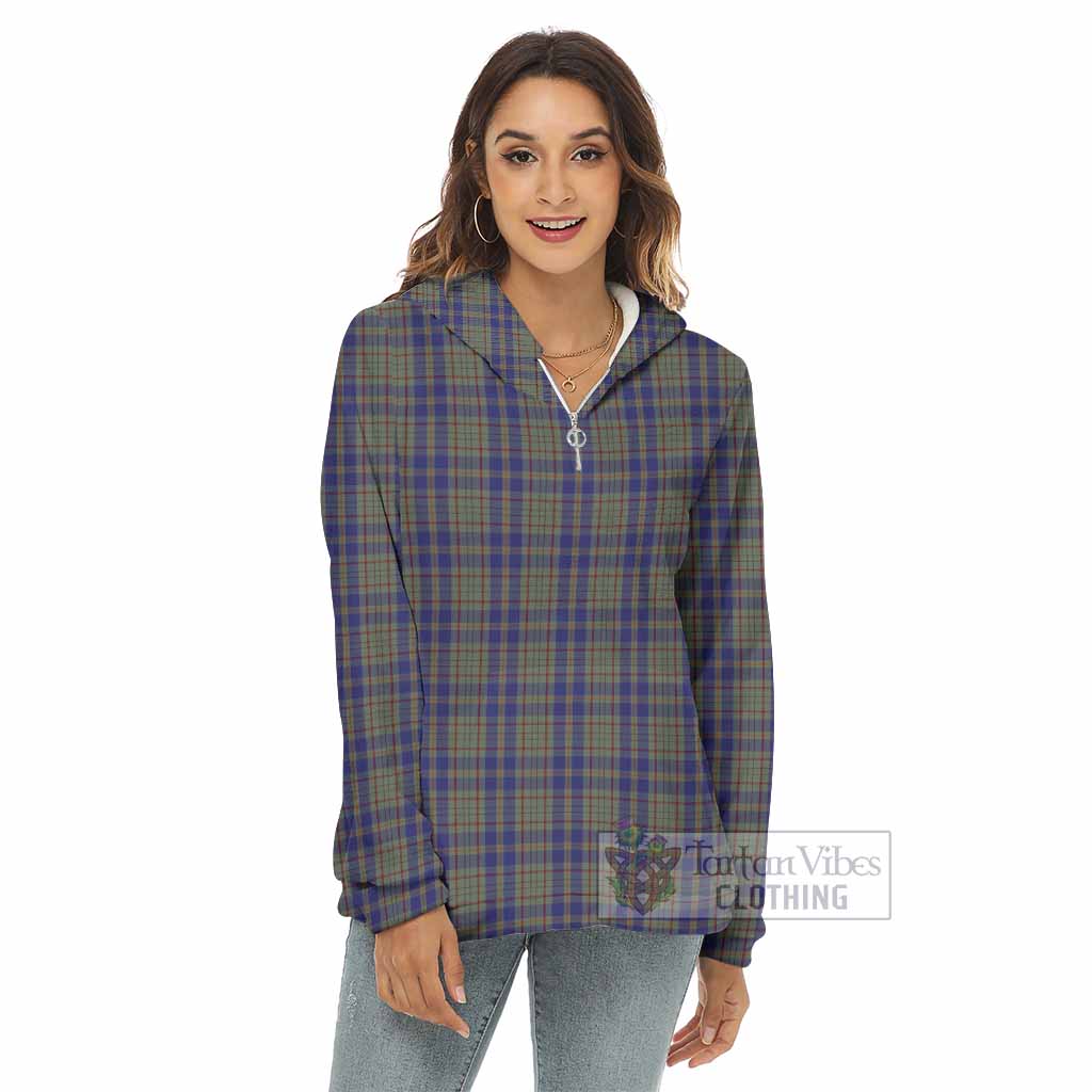 Kildare County Ireland Tartan Women's Borg Fleece Hoodie with Half Zip - Tartan Vibes Clothing
