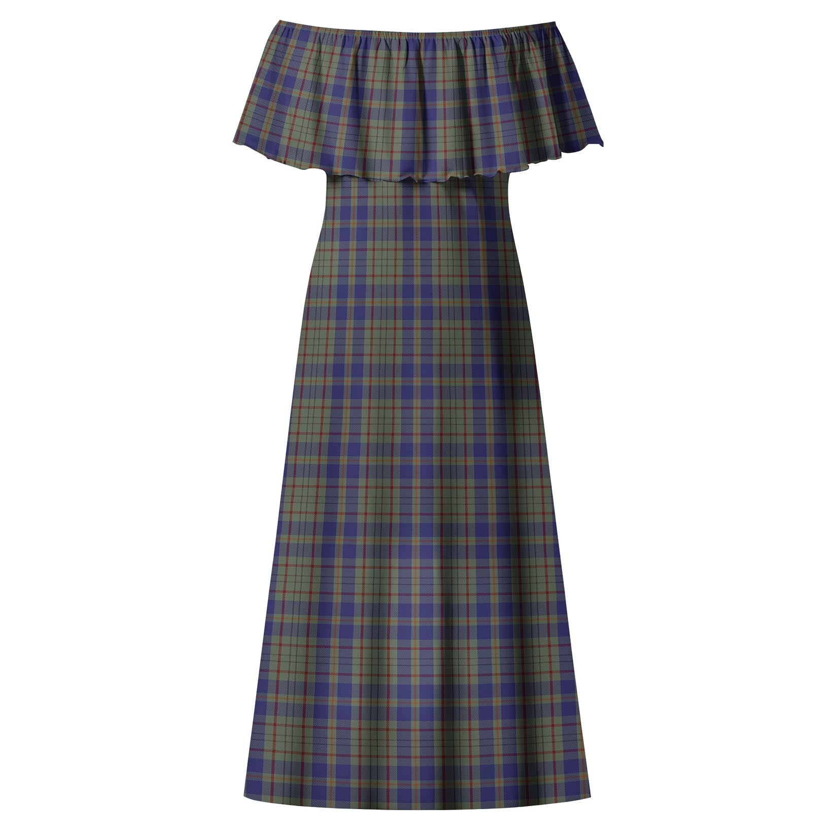Kildare County Ireland Tartan Off Shoulder Long Dress - Tartanvibesclothing