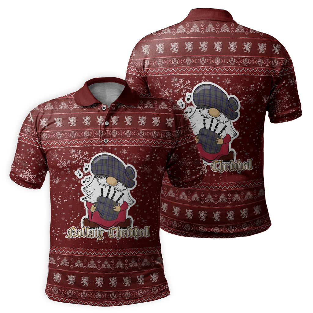 Kildare County Ireland Clan Christmas Family Polo Shirt with Funny Gnome Playing Bagpipes - Tartanvibesclothing