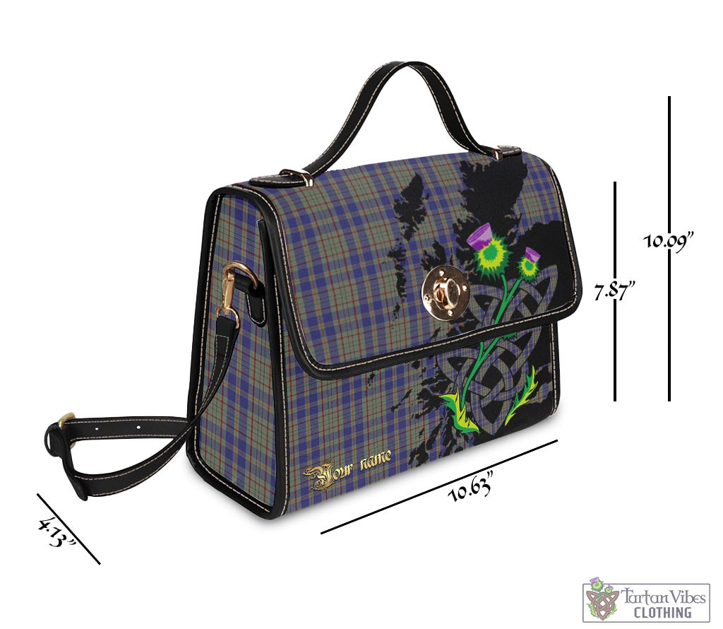 Tartan Vibes Clothing Kildare County Ireland Tartan Waterproof Canvas Bag with Scotland Map and Thistle Celtic Accents