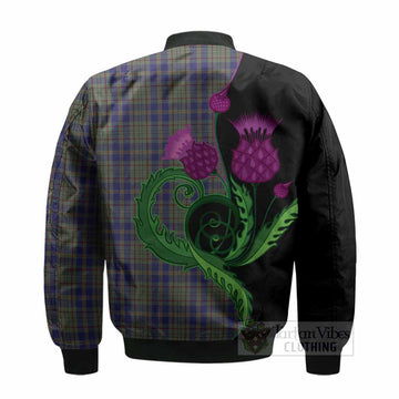 Kildare County Ireland Tartan Bomber Jacket Traditional Scottish Thistle