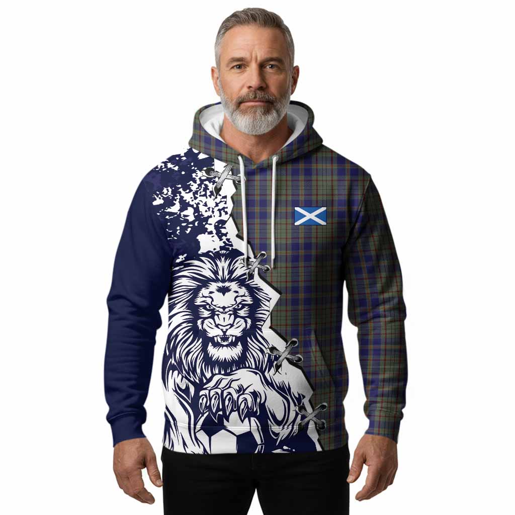 Kildare County Ireland Tartan Scottish Hoodie Angry Lion With Soccer Ball Style