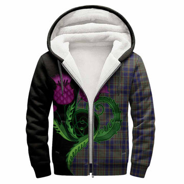 Kildare County Ireland Tartan Sherpa Hoodie Traditional Scottish Thistle