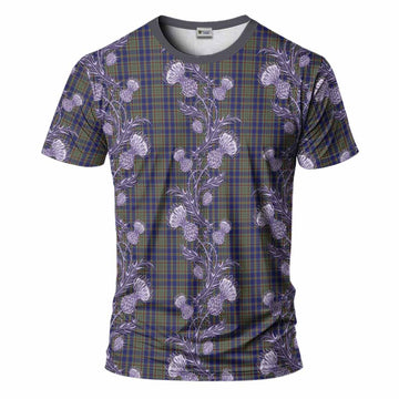 Kildare County Ireland Tartan T-Shirt Seamless Scottish Thistle Flowers