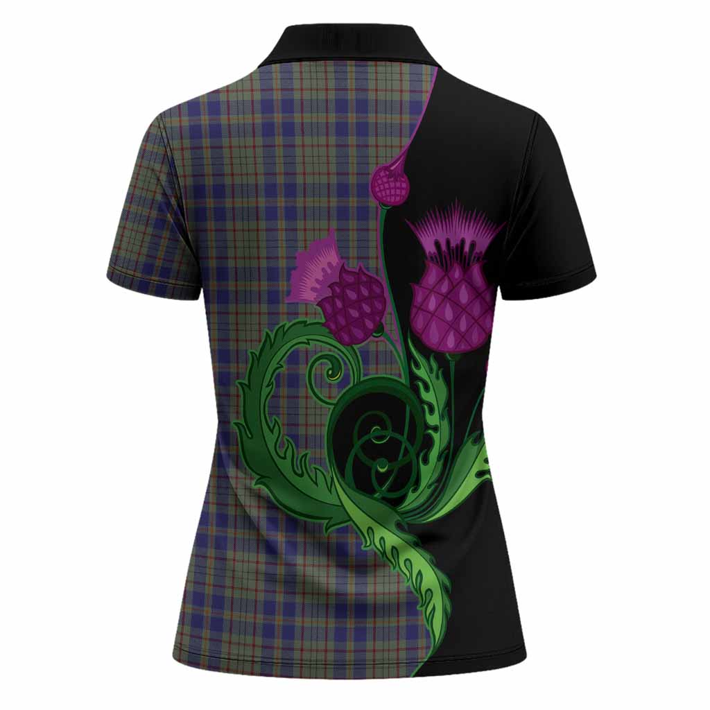 Kildare County Ireland Tartan Women Polo Shirt Traditional Scottish Thistle