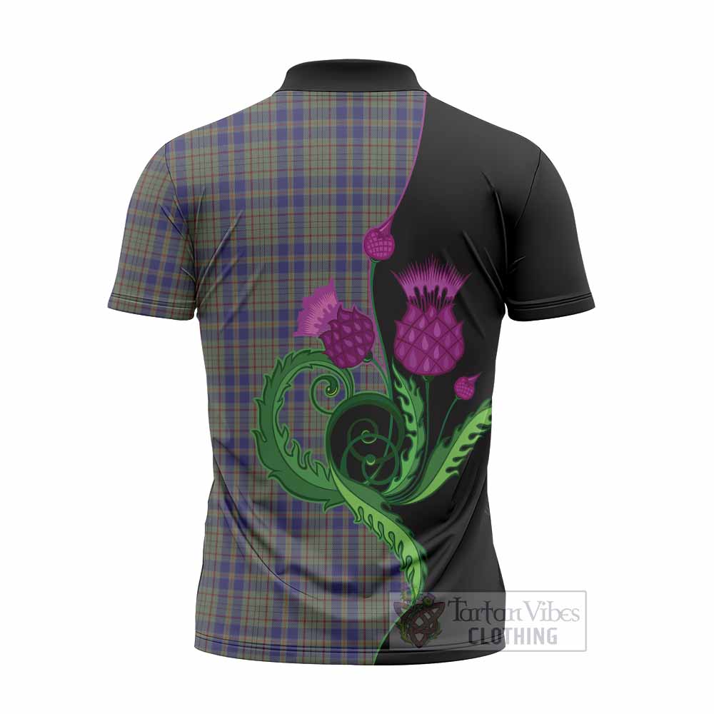 Kildare County Ireland Tartan Zipper Polo Shirt Traditional Scottish Thistle
