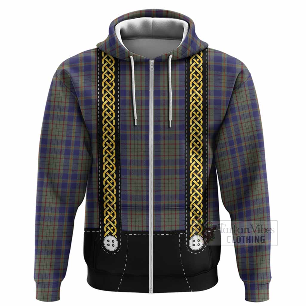 Kildare Tartan Lederhosen Costume Hoodie Scotland Celtic Knot Motif