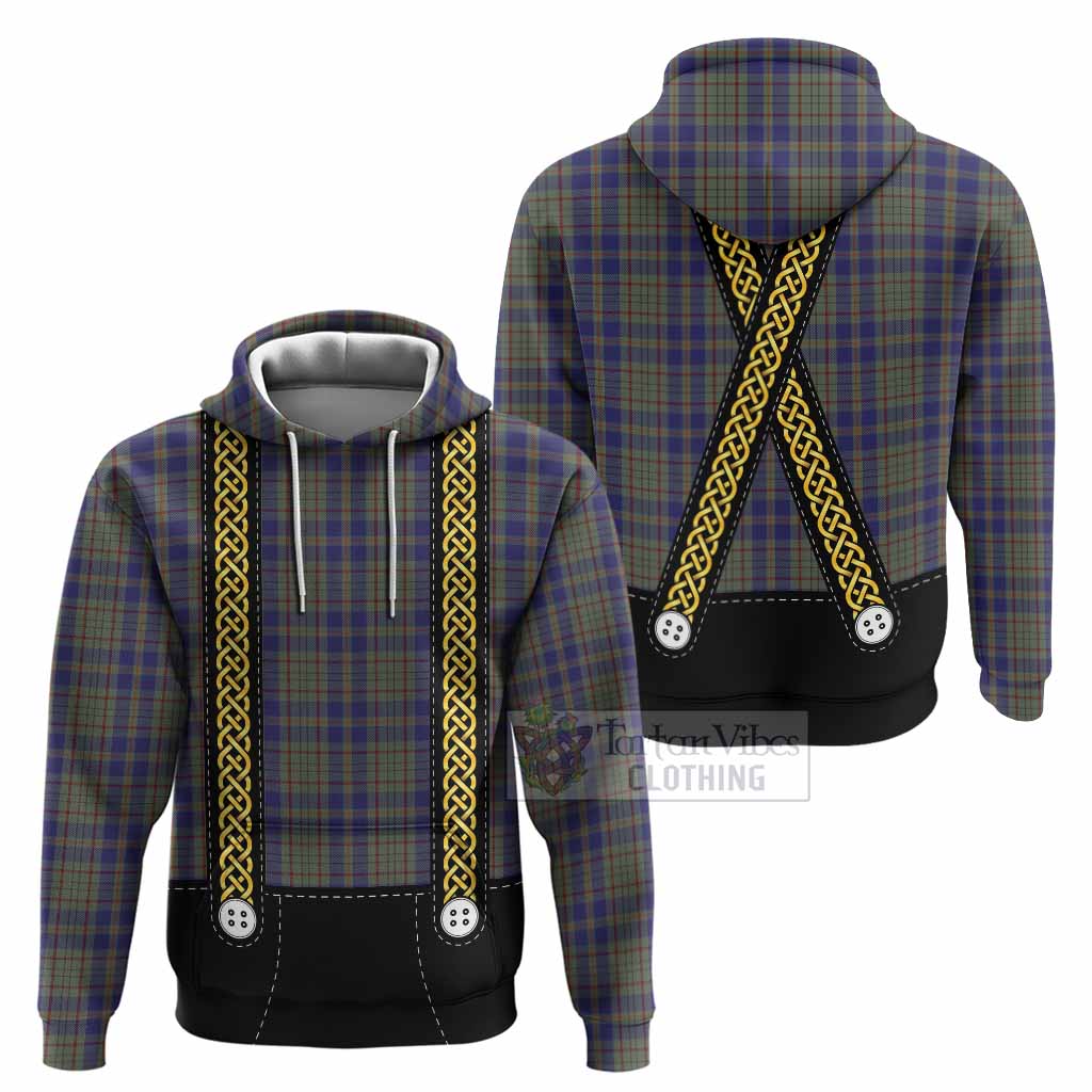 Kildare Tartan Lederhosen Costume Hoodie Scotland Celtic Knot Motif