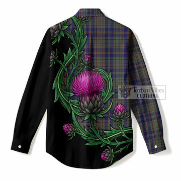 Kildare Tartan Women Casual Shirt Resilient Scottish Thistle