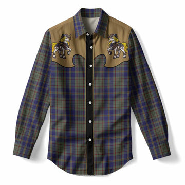 Kildare Tartan Women Casual Shirt Rodeo Unicorn Retro Style