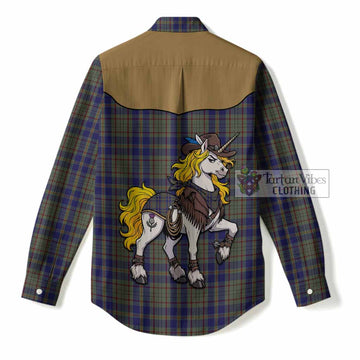 Kildare Tartan Women Casual Shirt Rodeo Unicorn Retro Style