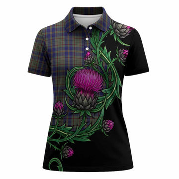 Kildare Tartan Women Polo Shirt Resilient Scottish Thistle