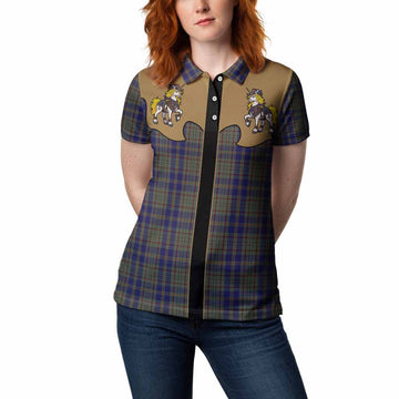 Kildare Tartan Women Polo Shirt Rodeo Unicorn Retro Style