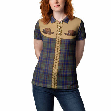Kildare Tartan Women Polo Shirt Wee Coo Cowboy Cute Style