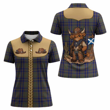 Kildare Tartan Women Polo Shirt Wee Coo Cowboy Cute Style