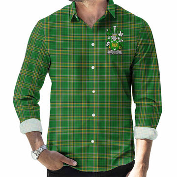 Kilkelly Irish Clan Tartan Long Sleeve Button Up with Coat of Arms Men's Shirt - Tartan Vibes Clothing