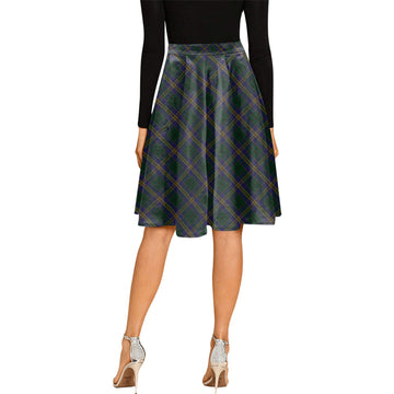 Kilkenny County Ireland Tartan Melete Pleated Midi Skirt Cross Style