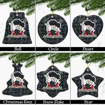 Kilkenny County Ireland Tartan Christmas Ornaments with Scottish Gnome Playing Bagpipes
