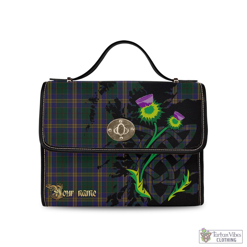 Tartan Vibes Clothing Kilkenny County Ireland Tartan Waterproof Canvas Bag with Scotland Map and Thistle Celtic Accents