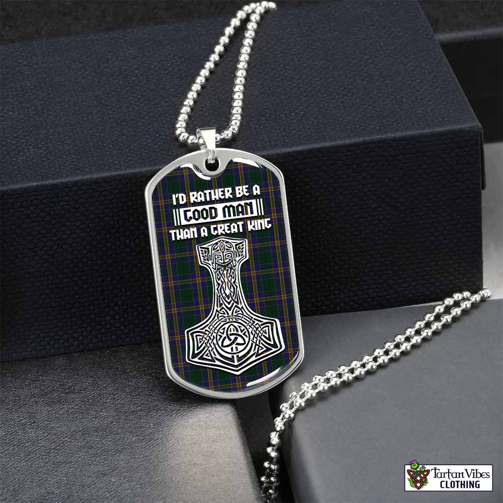 Kilkenny County Ireland Tartan Dog Tag Necklace Viking Mjolnir Style Silver No - Tartan Vibes Clothing
