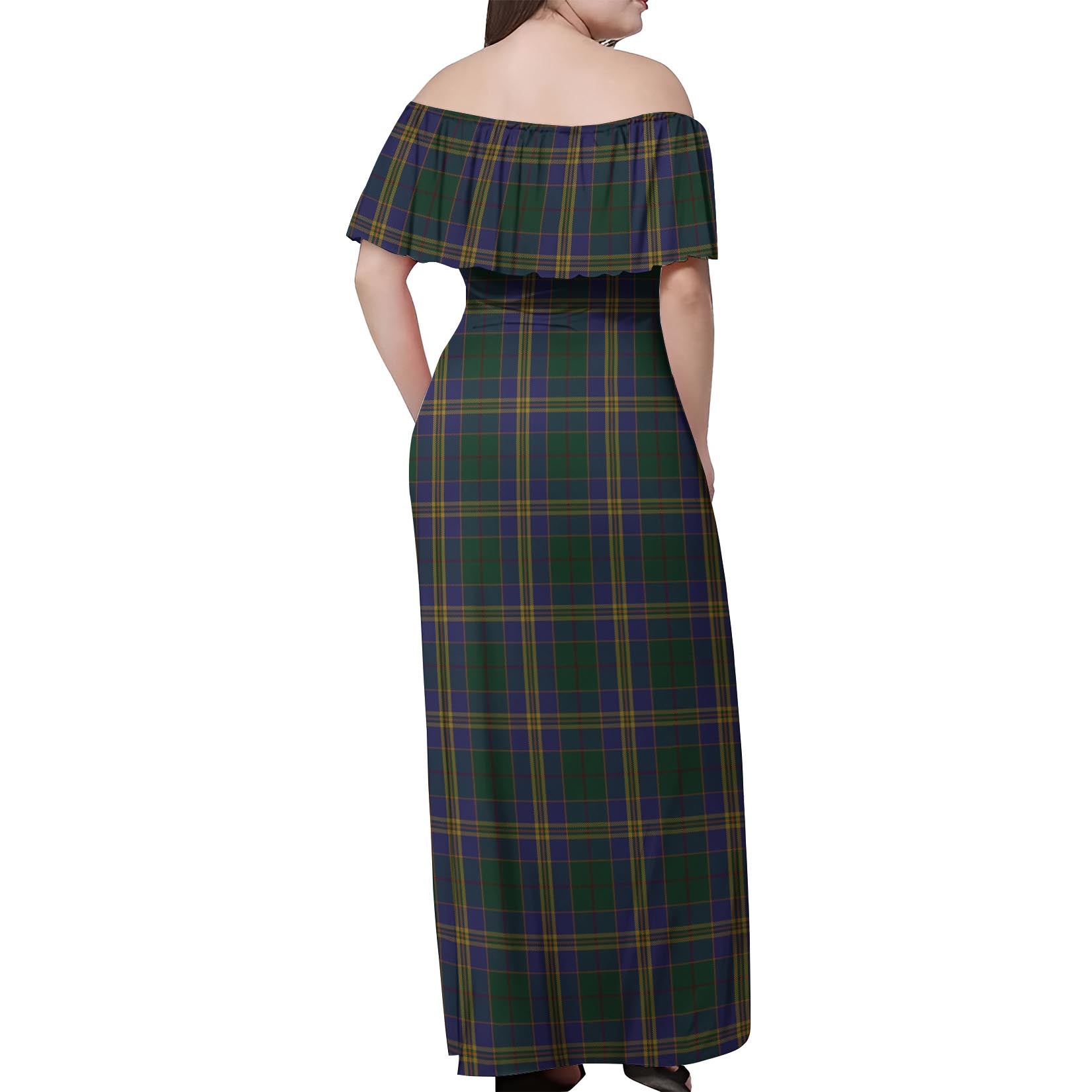 Kilkenny County Ireland Tartan Off Shoulder Long Dress - Tartan Vibes Clothing