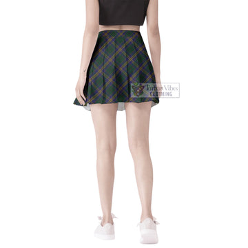 Kilkenny County Ireland Tartan Women's Plated Mini Skirt Cross Style